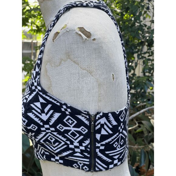 Black and White Geometric Bralette and Jacket Set Cotton Weave - Size M - Picture 10 of 10